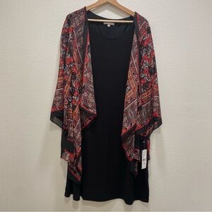 Sandra Darren NWT Printed Chiffon Floral Jacket Dress 3XL Witchy Dark Romantic